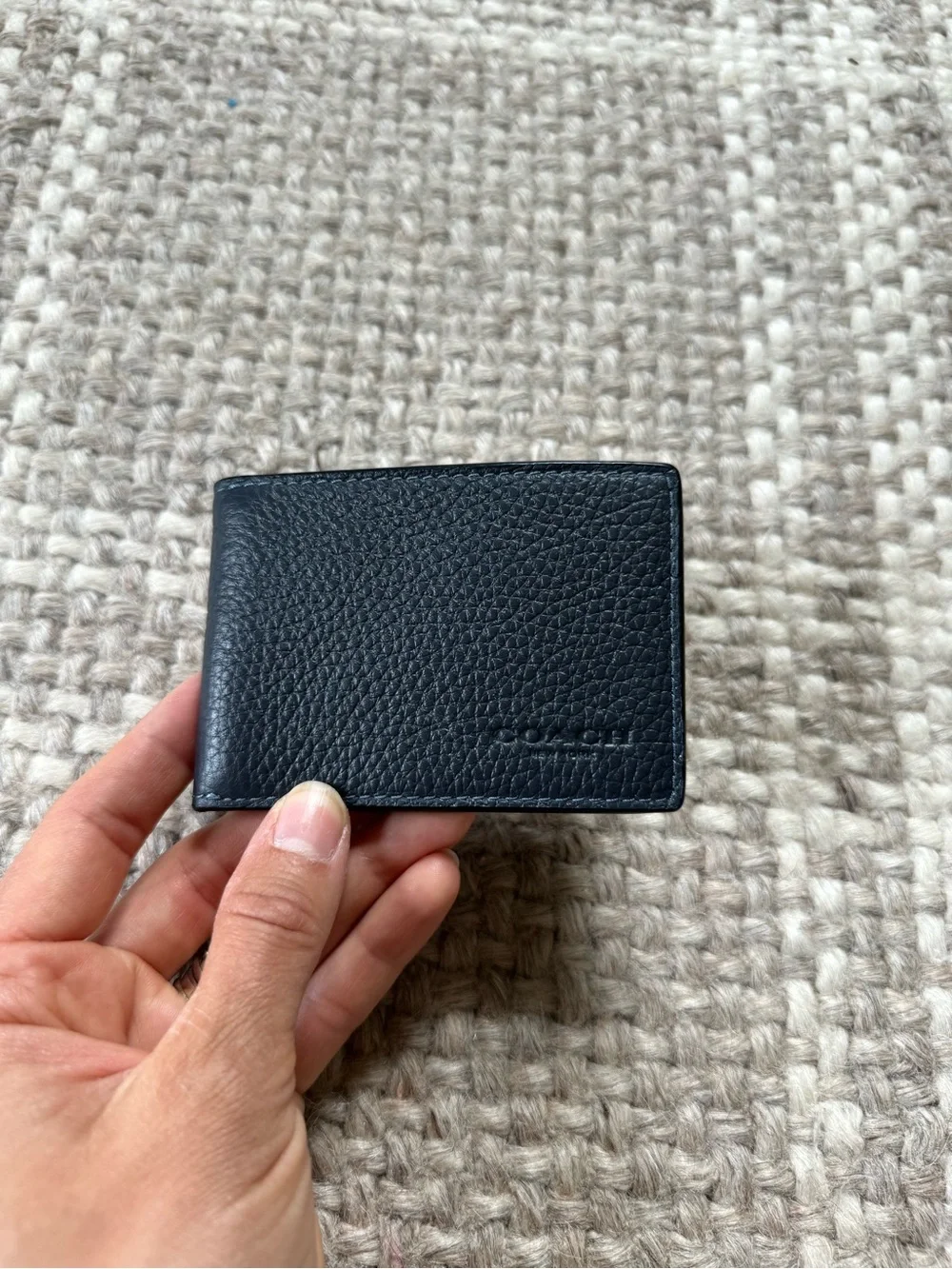 Coach leather card wallet dark blue